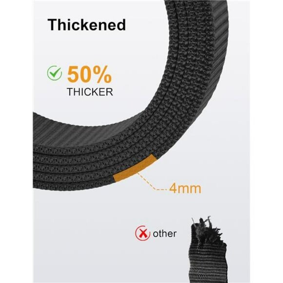 JUKMO Mens Tactical Ratchet Belt Nylon Web Adjustable Slide Buckle Black - Picture 4 of 7